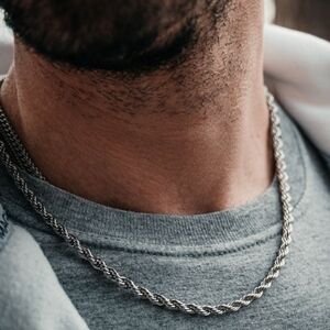 Sterling Silver 925 Rope Vintage 24” Long  Silver Chain Heavy Silver Necklace